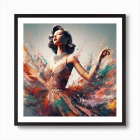 Woman With Paint Splashes Art Print