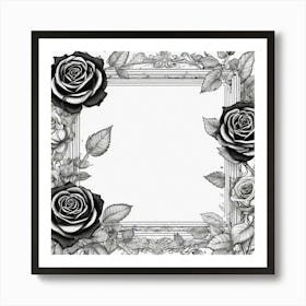 Black And White Rose Frame Art Print