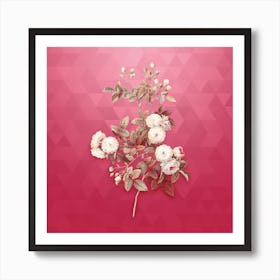 Vintage Pink Baby Roses Botanical in Gold on Viva Magenta n.0052 Art Print