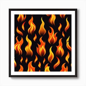 Flames On Black Background 29 Art Print