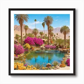 An Oasis In The Desert With Palm Art Print