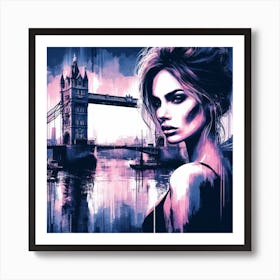 Woman at Tower Bridge Art Print