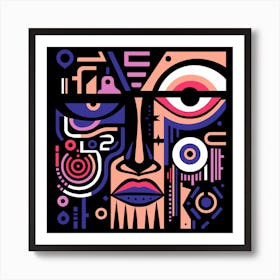 Abstract Geometric Pink Face Art Print