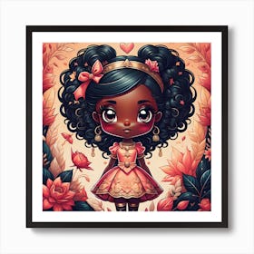 Little Black Girl In Pink Dress Art Print