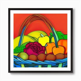 Basket Of Fruits And Vegetables 1 Art Print