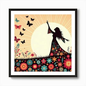 Woman With Butterflies Art Print