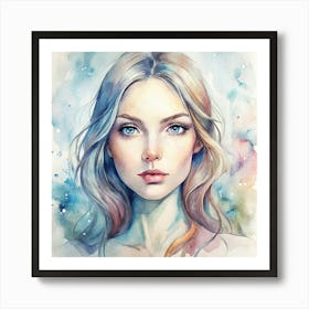 Watercolor Of A Girl Art Print