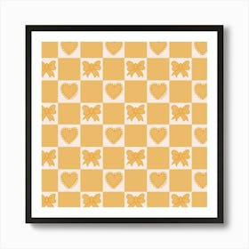 Gold Bow Checkered Print Art Print