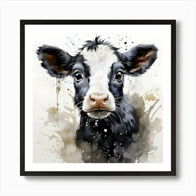 Pasture Dreams Watercolor Cow Art Print