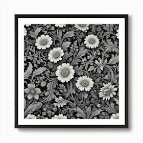 Black And White Floral Pattern Art Print