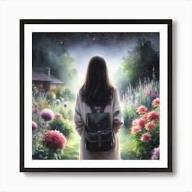 Girl In The Garden 1 Art Print