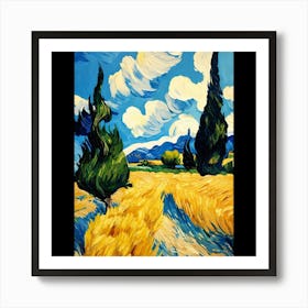 Cypresses In The Wheat Field 1 Art Print