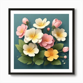 Flowers of Primrose, Vector art 1 Art Print