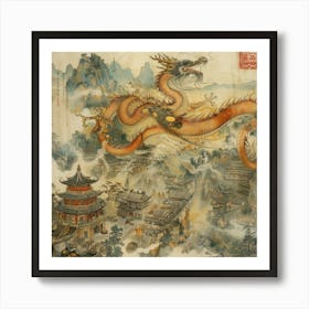 Chinese Dragon Painting Art Print
