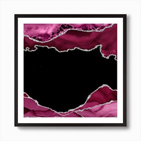 Burgundy & Silver Agate Texture 04 Art Print