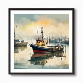 Fishing Boats In The Harbor Art Print