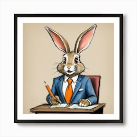 Rabbit In A Suit 50 Art Print