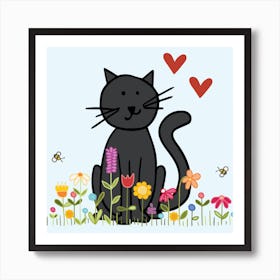 Mindfulnice Flower Cat Art Print