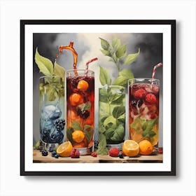 Four Drinks Art Print