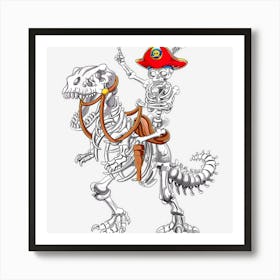 Skeleton Pirate Riding Dinosaur T Rex Halloween Kids Boy Men Art Print