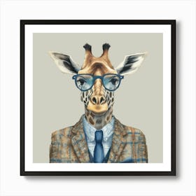 Watercolour Funky Giraffe Art Print