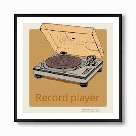 Celebrate The 80s Record Player Square Art Print