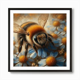 Bee On Daisies 1 Art Print