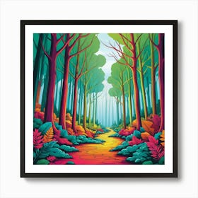 Colorful Forest Path Art Print