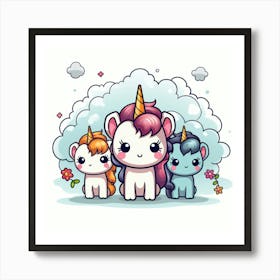 Cute Unicorns 1 Art Print