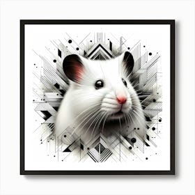 Hamster Head - Abstract Line Art Illustration 171 Art Print