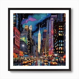 New York City At Night 2 Art Print