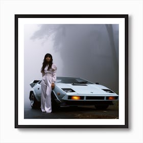 Myeera White Lamborghini Countach Waterfalls Mist Fog Beautiful Ef1cb672 4af1 42ec Ae1d 2b03bb9e0dfe Art Print