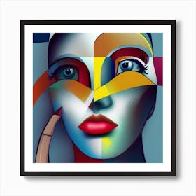 Abstract Painting of woman, cubist Art Print