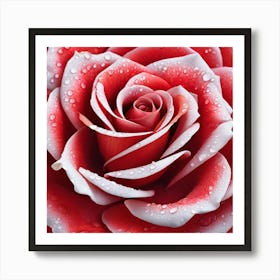 Red Rose With Water Droplets 1 Art Print