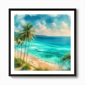 Watercolor Beach Painting 2 Art Print