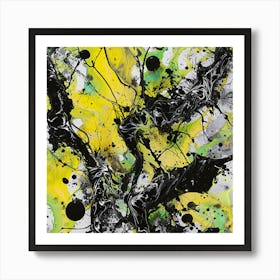 Abstract Painting, Abstract Painting, Acrylic On Canvas, Yellow Color Art Print