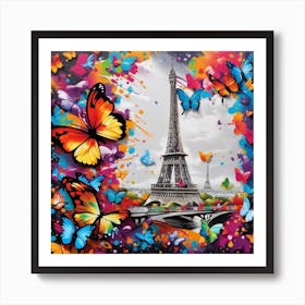 Paris With Butterflies 19 Art Print