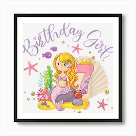 Happy 7th Birthday Mermaid Birthday Girl 7 Years Old Art Print