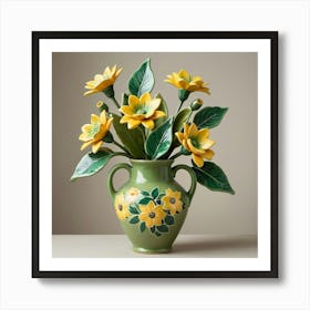 Yellow Flowers In A Vase Art Print