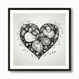 Heart In Black And White Art Print