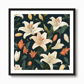 Flowers of Lilies, Vector art Art Print