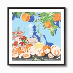 Orange Bouquet Still Life Square Art Print