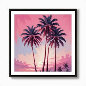 Trio Of Palms Pink Art Print 2 Art Print