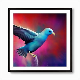 Blue flying Bird Art Print