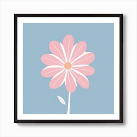 A White And Pink Flower In Minimalist Style Square Composition 430 Art Print