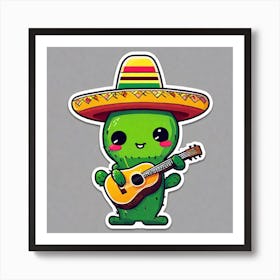 Cactus Playing Guitar 11 Art Print