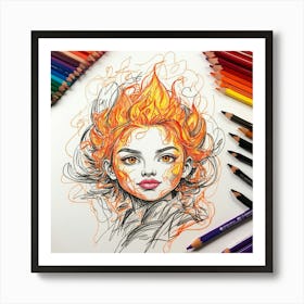 Fire Girl 1 Art Print