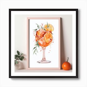 Tequila Cocktail. Aperol Spritz Cocktail Art Print