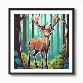 Deer In The Forest 112 Art Print