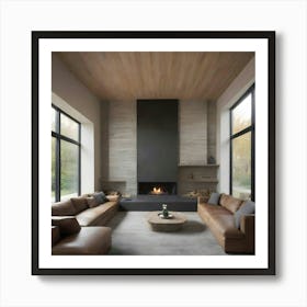 Modern Living Room With Fireplace 6 Art Print